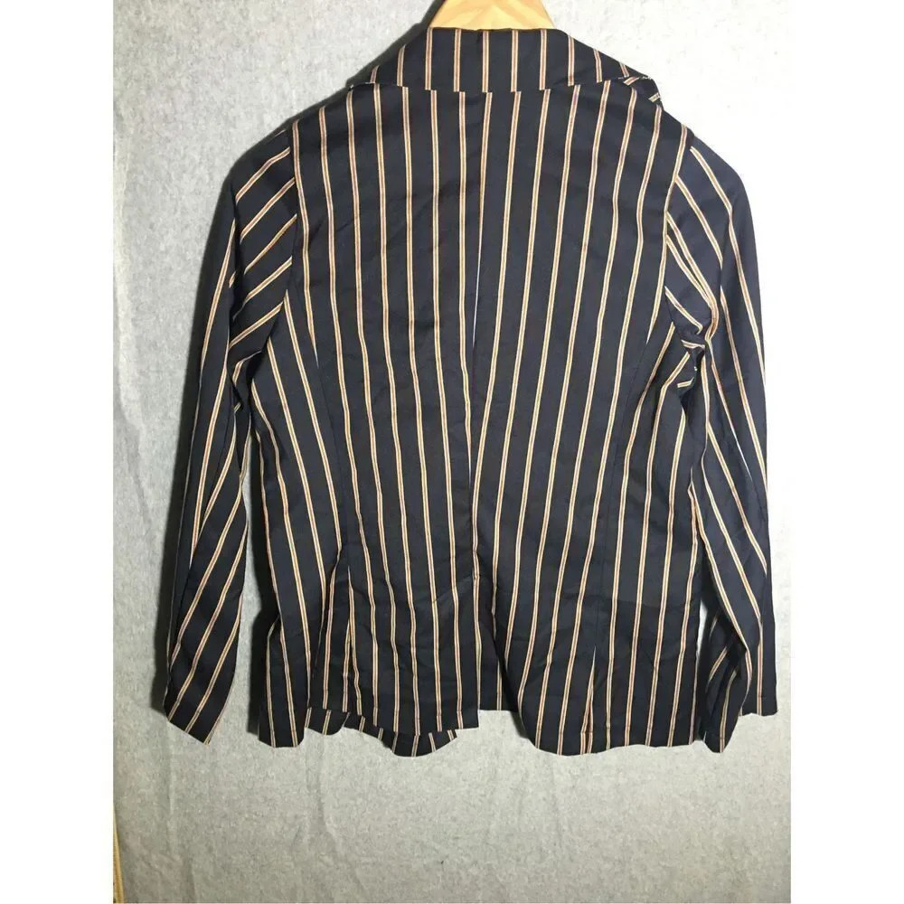 Womens NWT Charlotte Russe Blazer Jacket Navy Blue Striped Business Work Career - Picture 6 of 6
